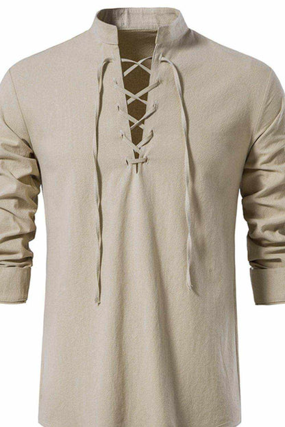 Lace Up Long Sleeve Blouse - Purcell's Clothing Company