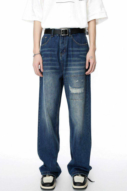 Men's Distressed Applique Straight Jeans - Purcell's Clothing Company