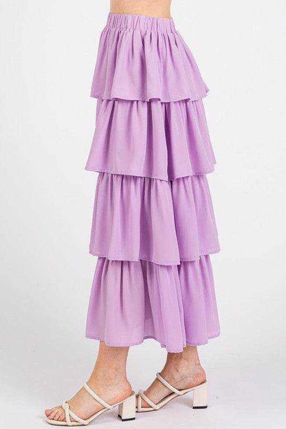 Mittoshop Chiffon Ruffle Layer Elastic Waist Midi Skirt - Purcell's Clothing Company