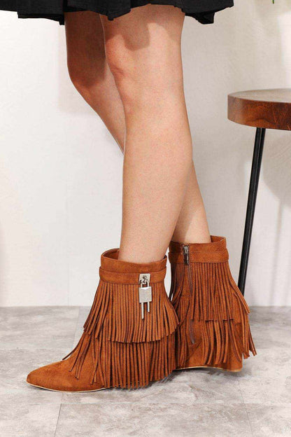 Legend Women's Tassel Wedge Heel Ankle Booties - Purcell's Clothing Company