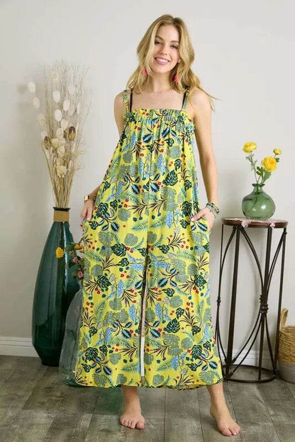 ADORA Elastic Detail Tropical Jumpsuit - Purcell's Clothing Company