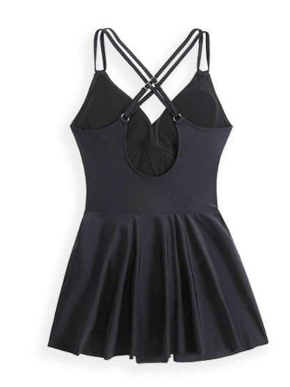 Twisted Front Crisscross Double Spaghetti Strap One-Piece Swimwear - Purcell's Clothing Company