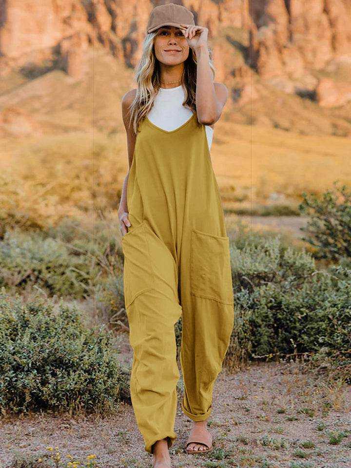 Double Take Full Size Sleeveless V-Neck Pocketed Jumpsuit - Purcell's Clothing Company