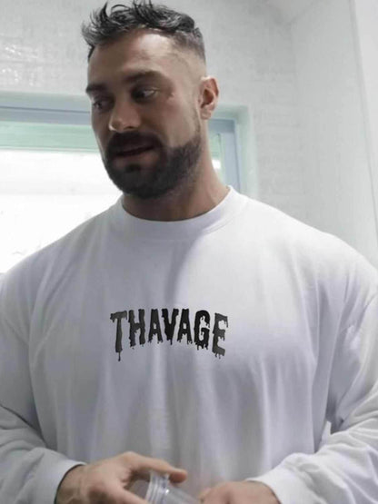 Letter Round Neck Long Sleeve T-Shirt - Purcell's Clothing Company