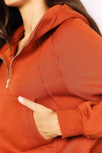Double Take Half-Zip Long Sleeve Hoodie - Purcell's Clothing Company