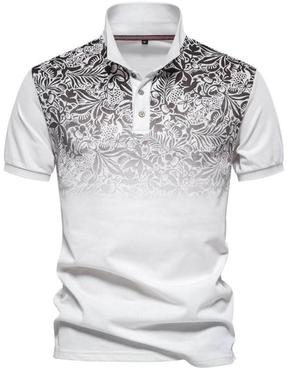 Printed Collared Neck Short Sleeve Polo - Purcell's Clothing Company