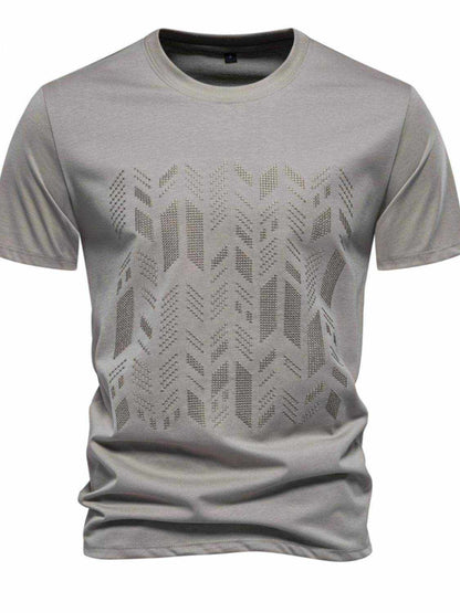 Round Neck Geometric Embroidered T-Shirt - Purcell's Clothing Company