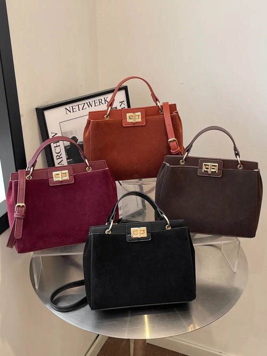 Solid Color Handbag with Removable Strap - Purcell's Clothing Company