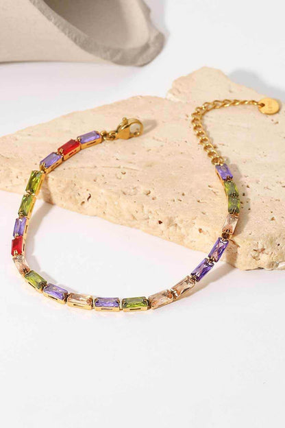 18K Gold Plated Multicolored Cubic Zirconia Bracelet - Purcell's Clothing Company