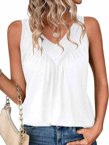 Ruched V-Neck Tank - Purcell's Clothing Company