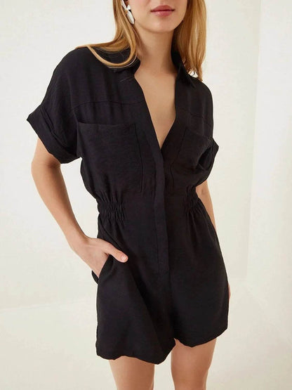 Johnny Collar Short Sleeve Romper - Purcell's Clothing Company