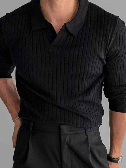 Plus Size Collared Neck Long Sleeve Polo - Purcell's Clothing Company