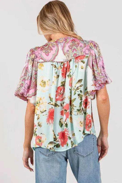 SAGE+FIG Plus Size Floral Mineral Wash French Terry Button Up Shirt - Purcell's Clothing Company