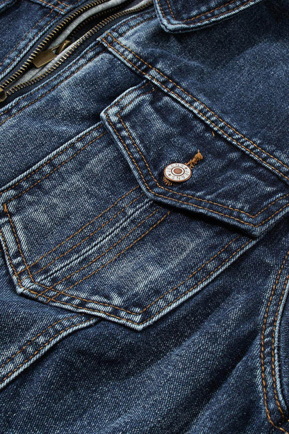 Fake Two-Piece Hooded Zip-Up Denim Jacket - Purcell's Clothing Company
