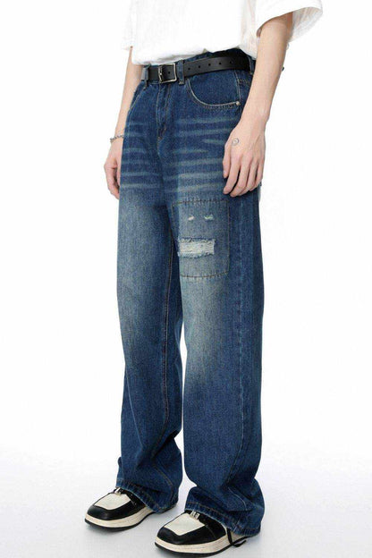 Men's Distressed Applique Straight Jeans - Purcell's Clothing Company