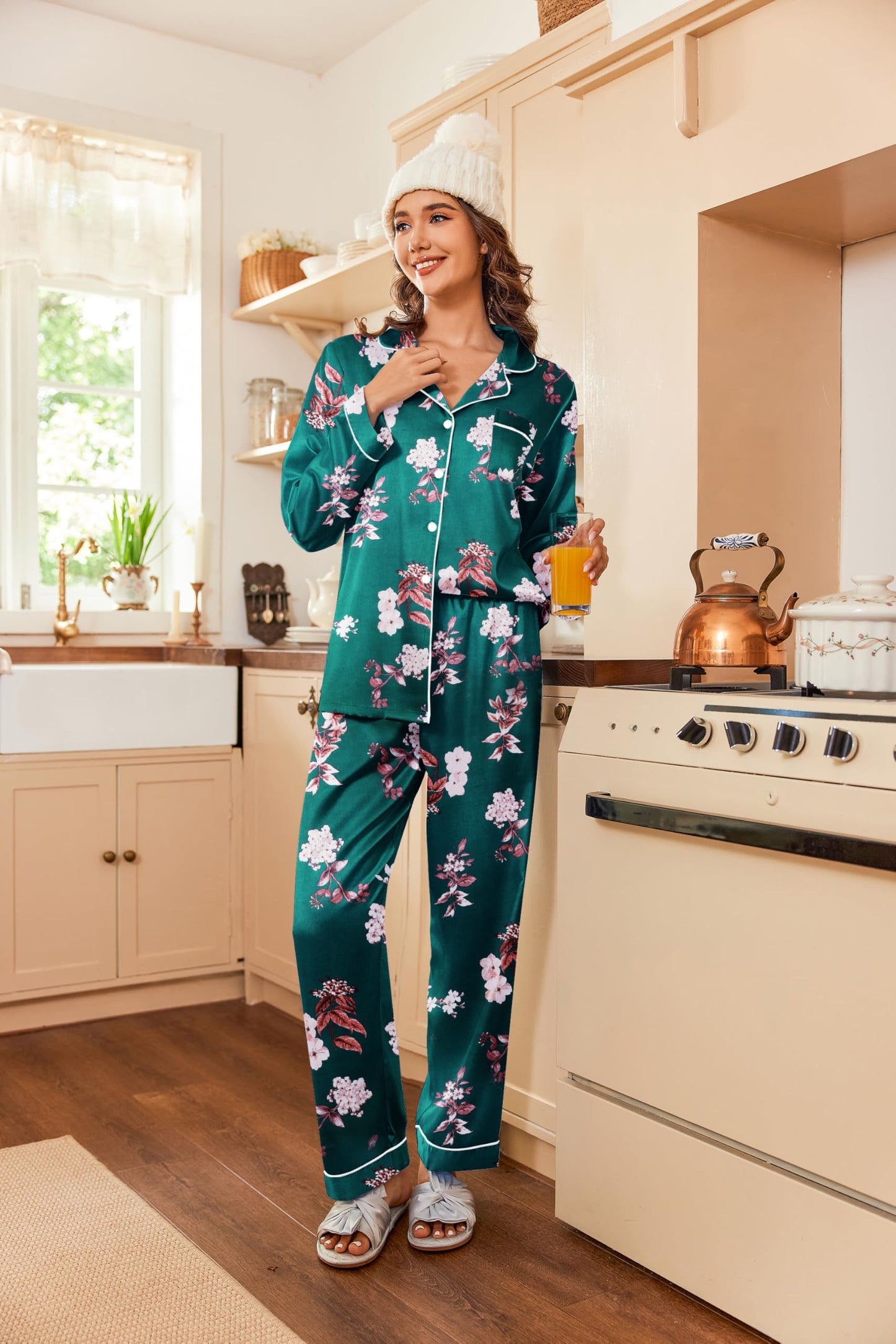 Classic Button Down Satin Silk Pjs