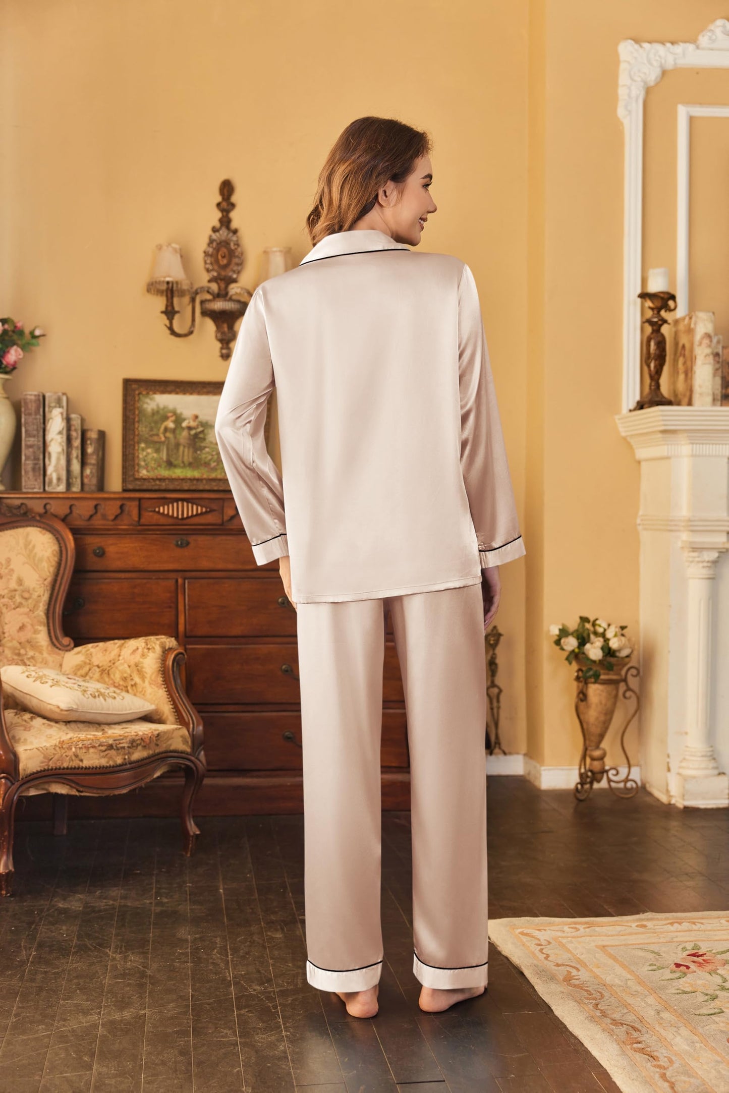 Classic Button Down Satin Silk Pjs