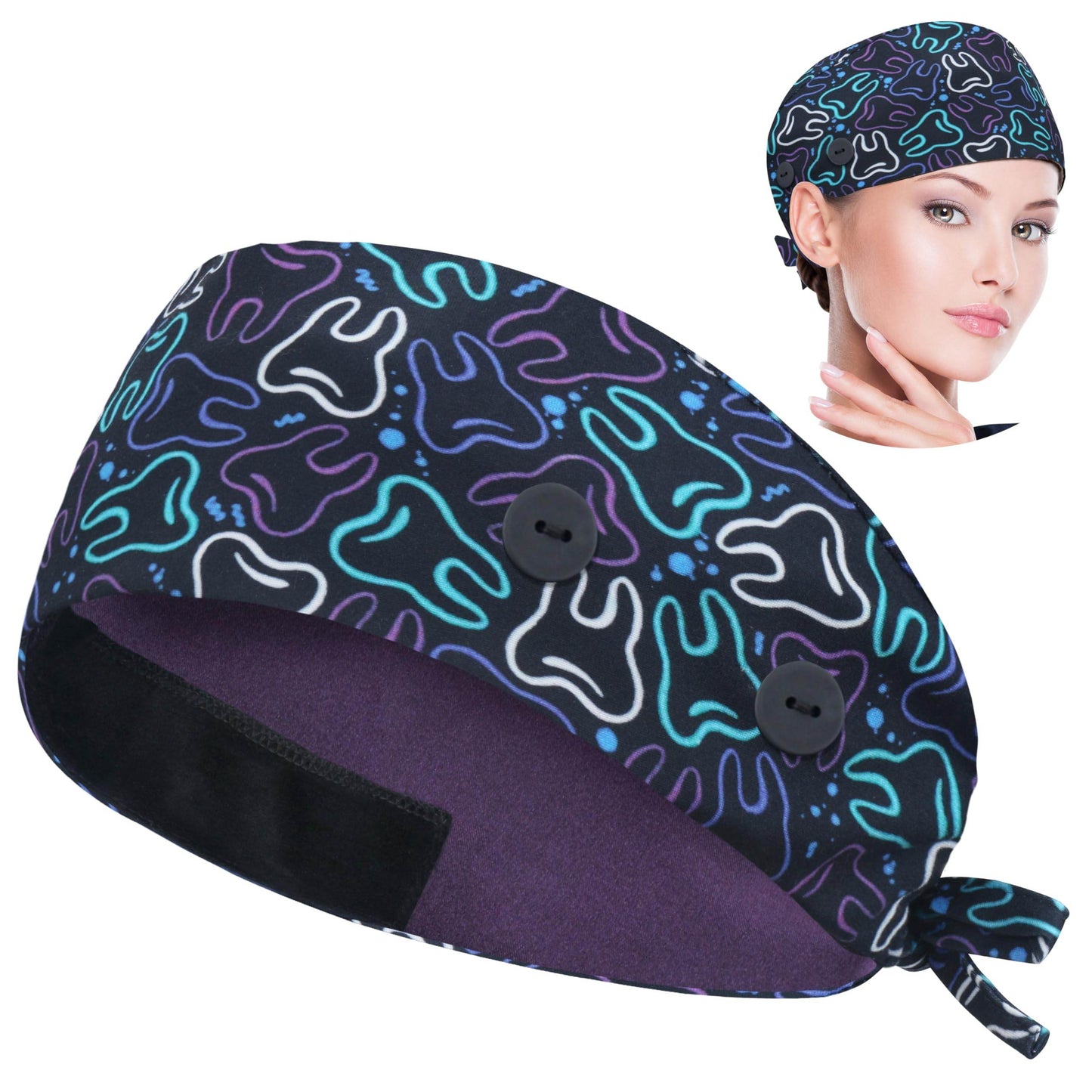 Unisex Adjustable Scrub Cap W/ Button & Sweatband - Purcell's Clothing Company