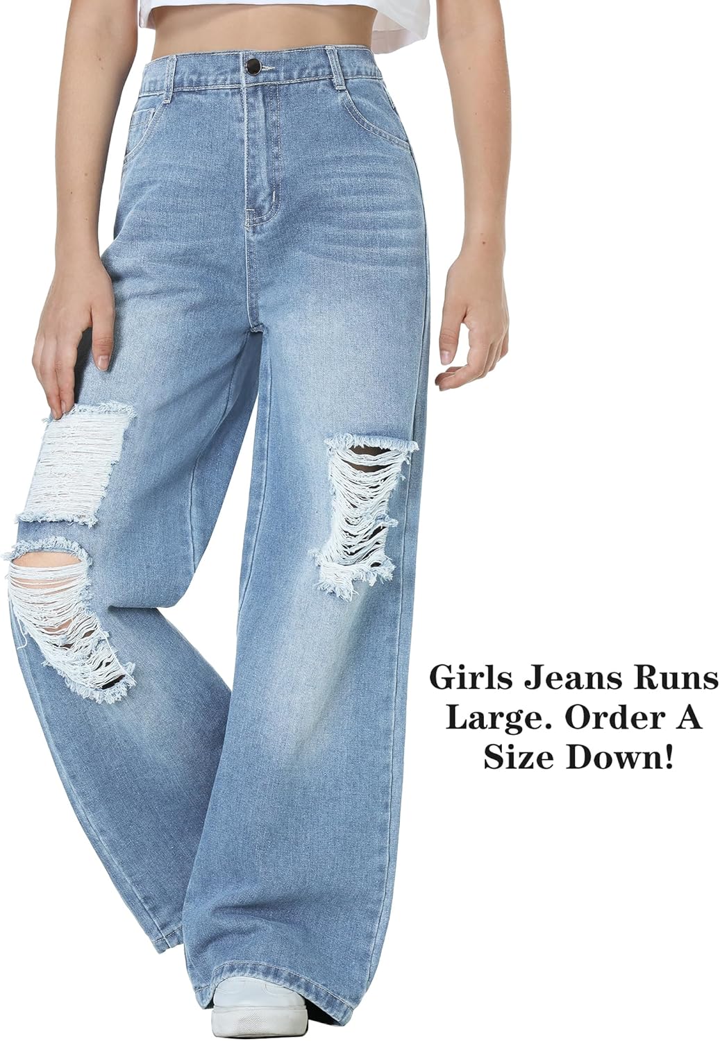 Wide Leg Ripped Jeans