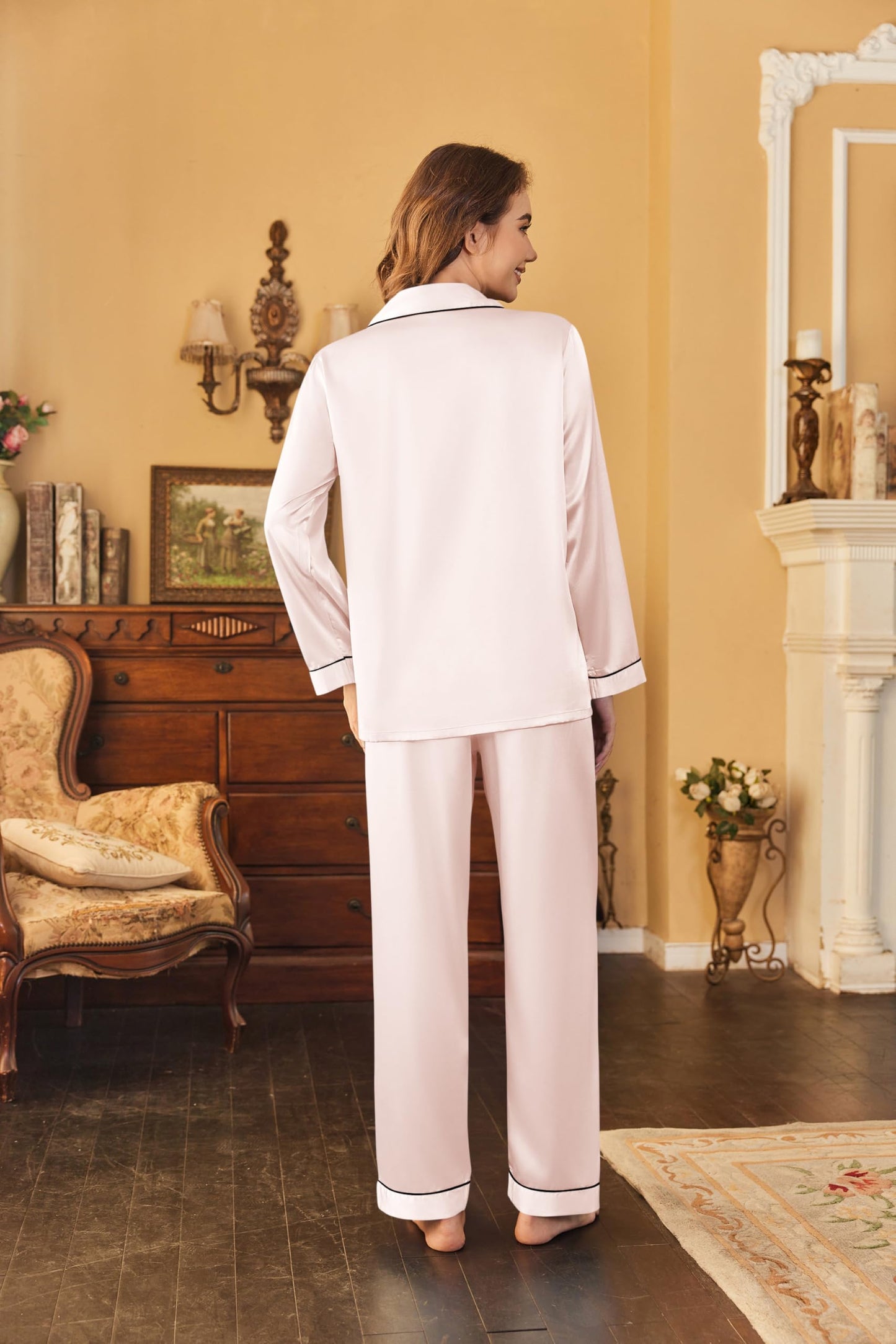 Classic Button Down Satin Silk Pjs