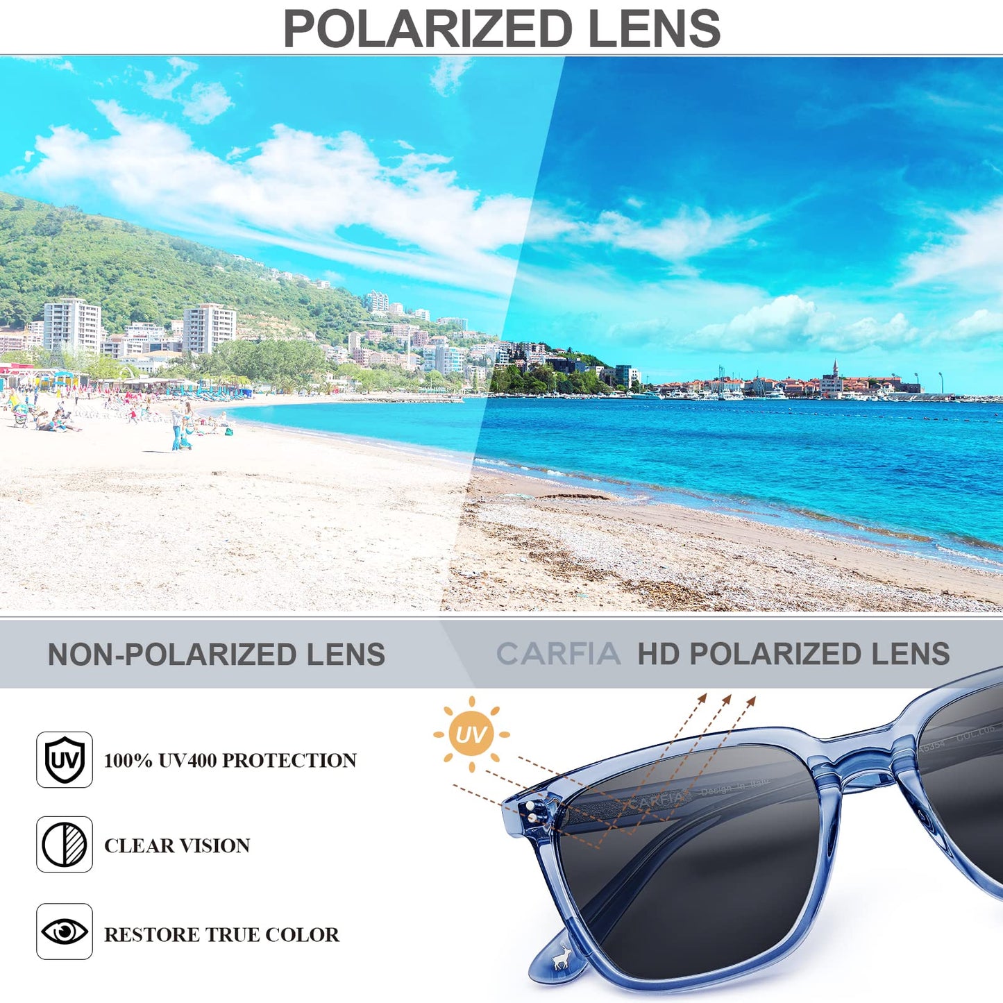 CARFIA Polarized Sunglasses UV400 Protection - Purcell's Clothing Company - 