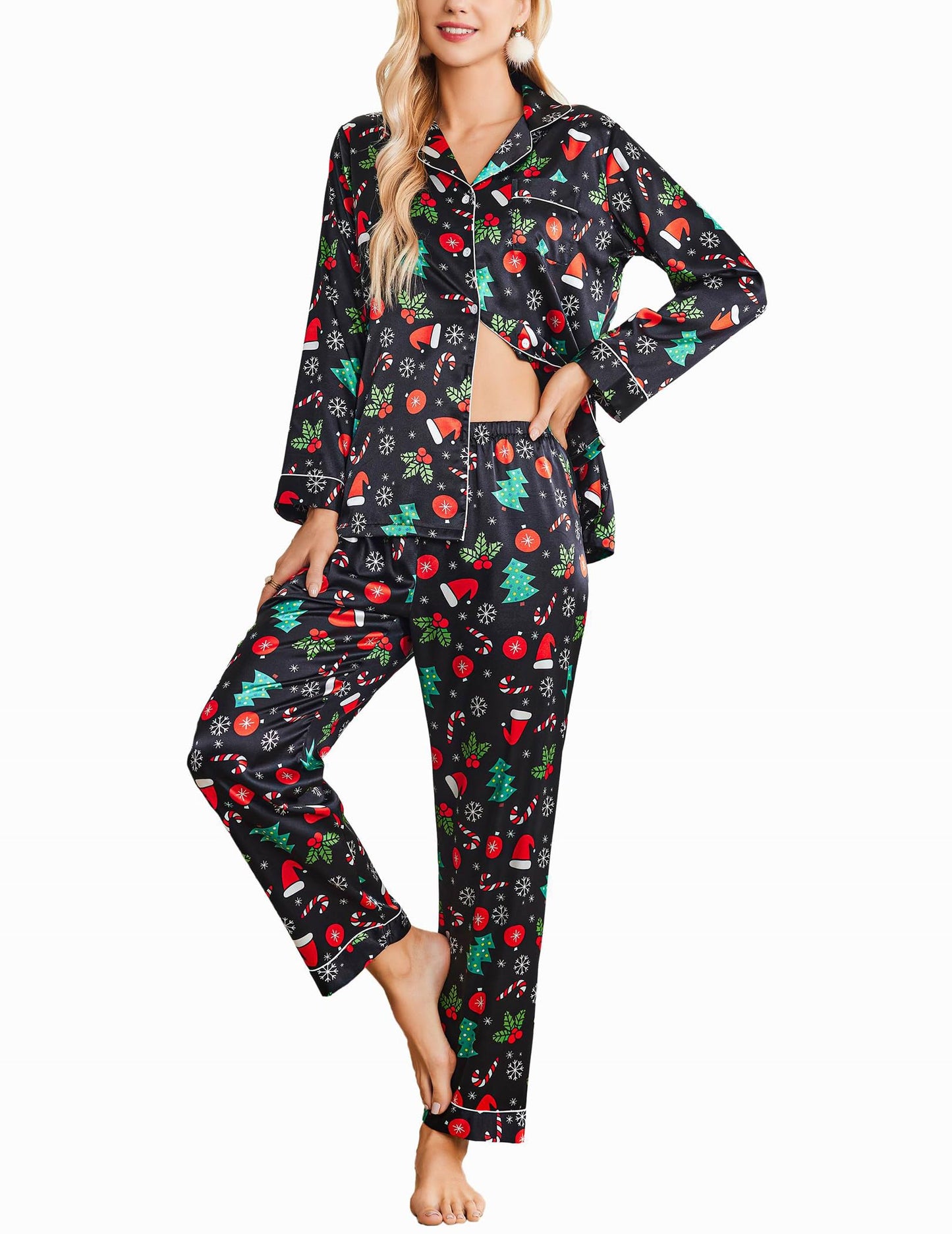 Classic Button Down Satin Silk Pjs