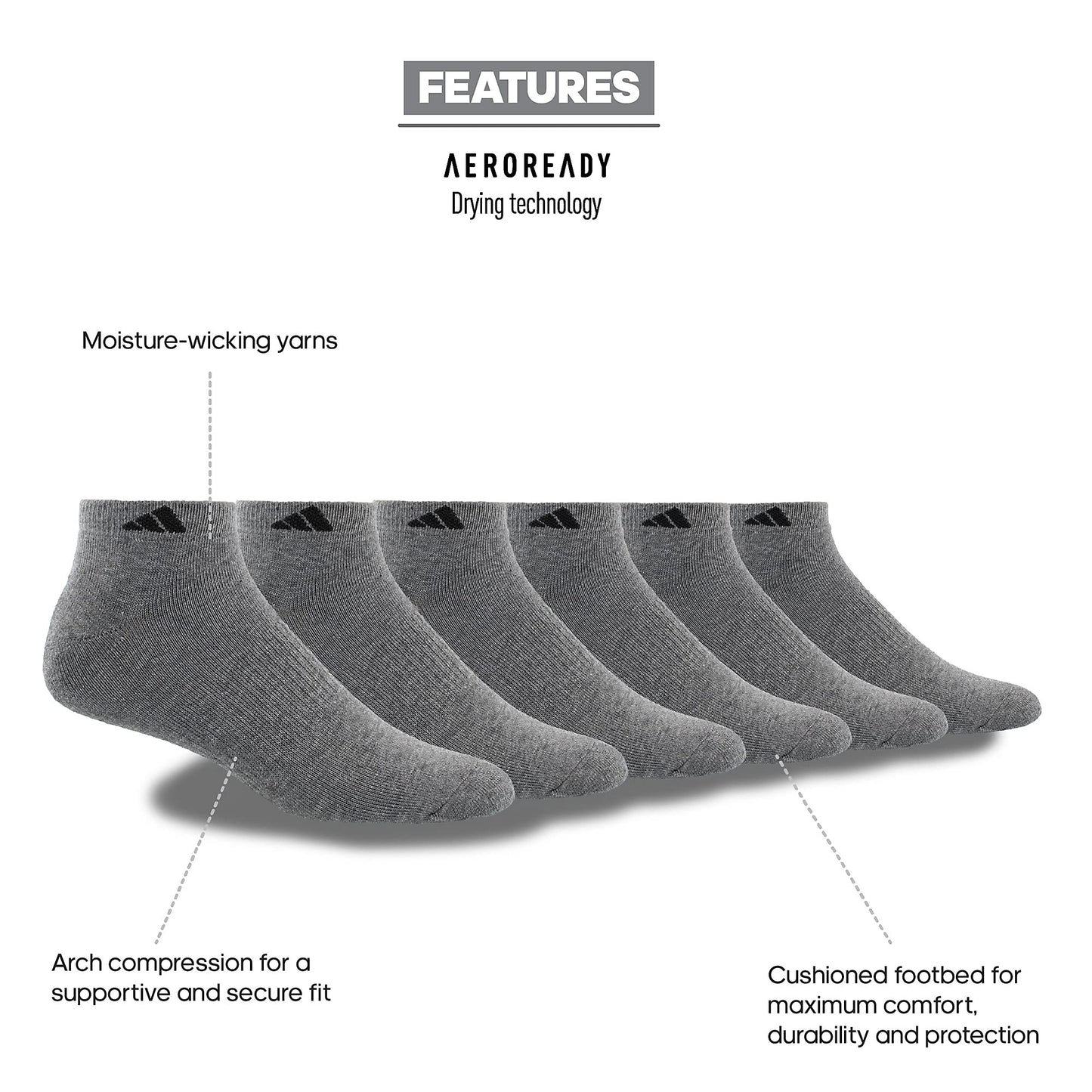 Low Cut Adidas Socks (6-Pairs)