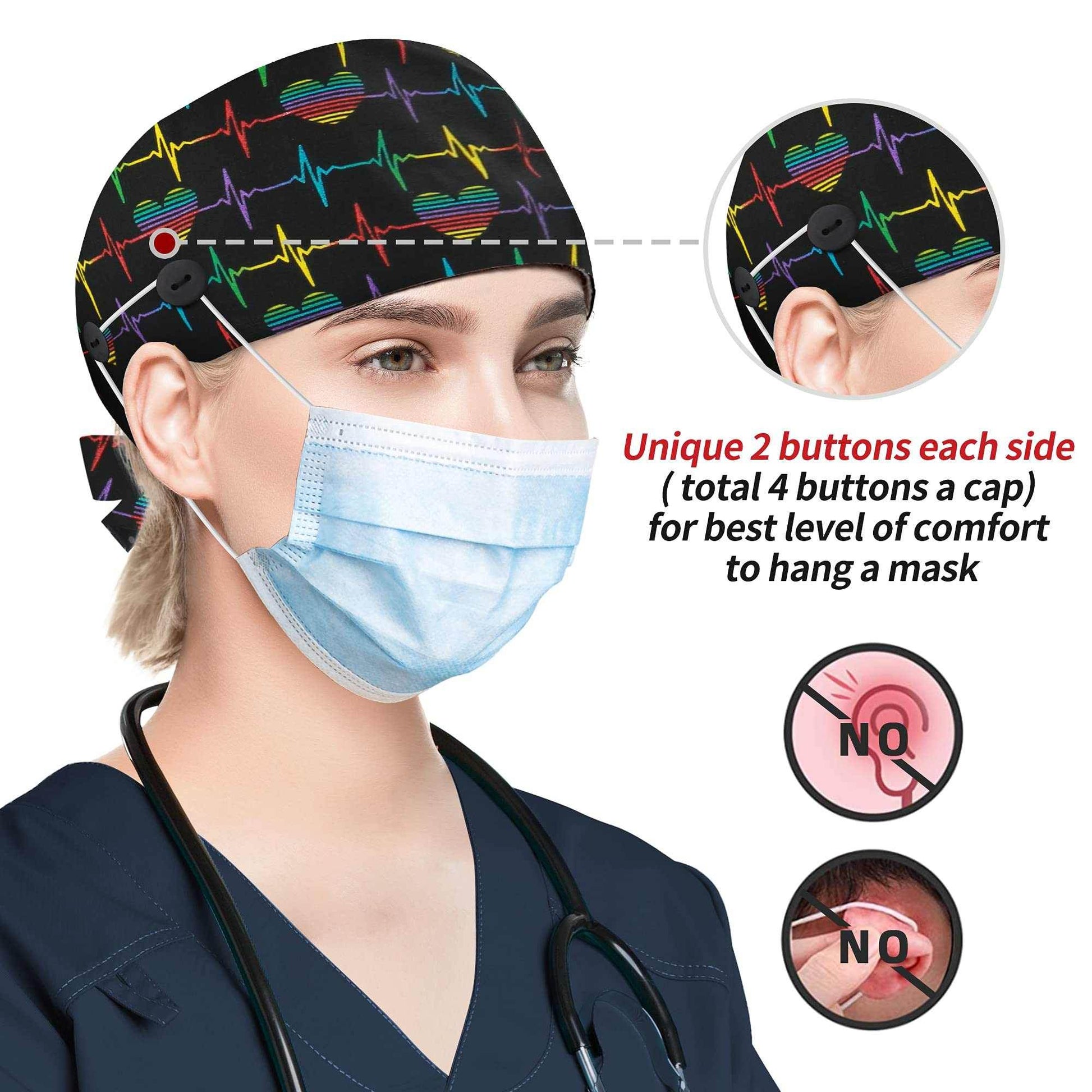Unisex Adjustable Scrub Cap W/ Button & Sweatband - Purcell's Clothing Company