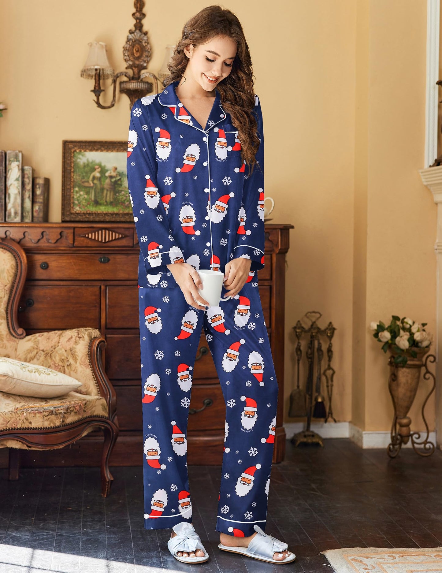 Classic Button Down Satin Silk Pjs