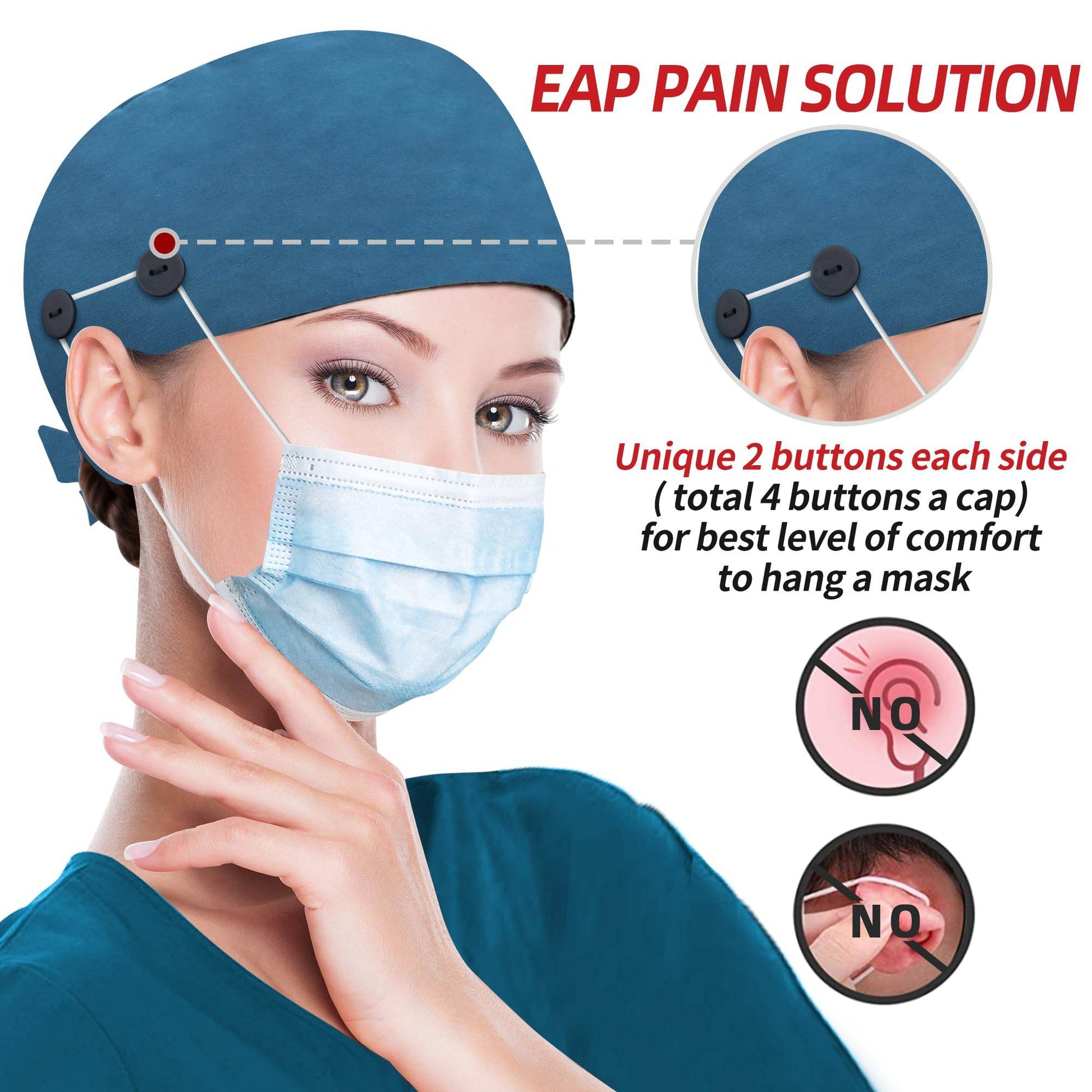 Unisex Adjustable Scrub Cap W/ Button & Sweatband - Purcell's Clothing Company