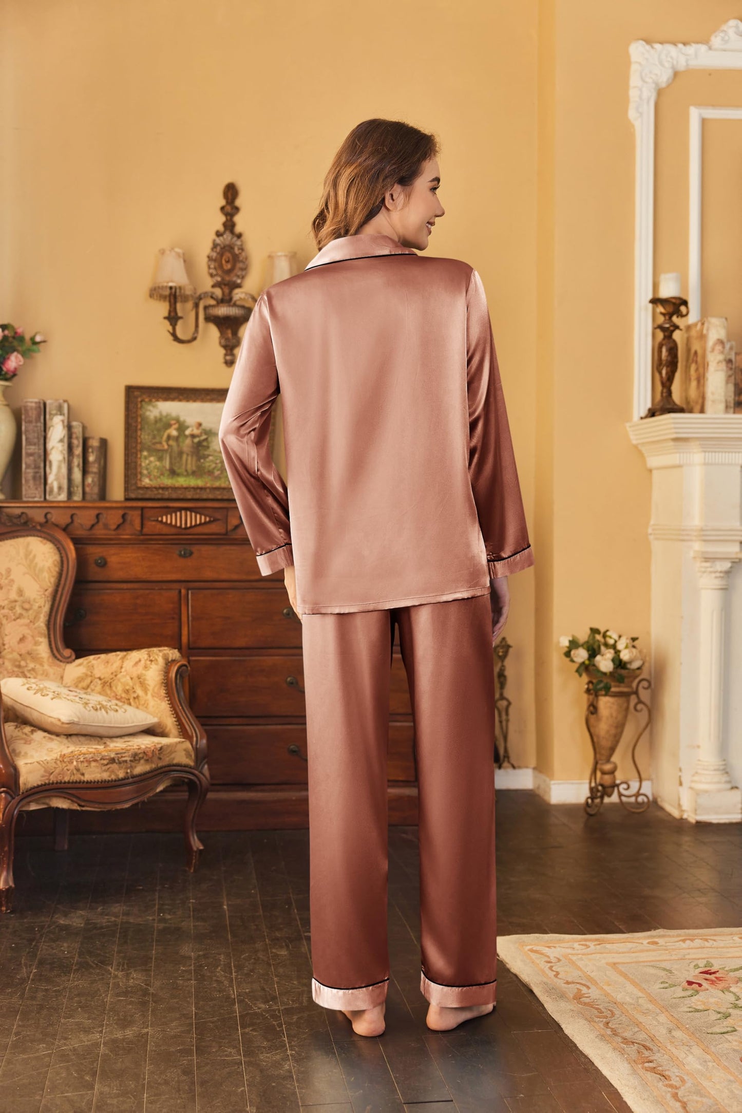 Classic Button Down Satin Silk Pjs