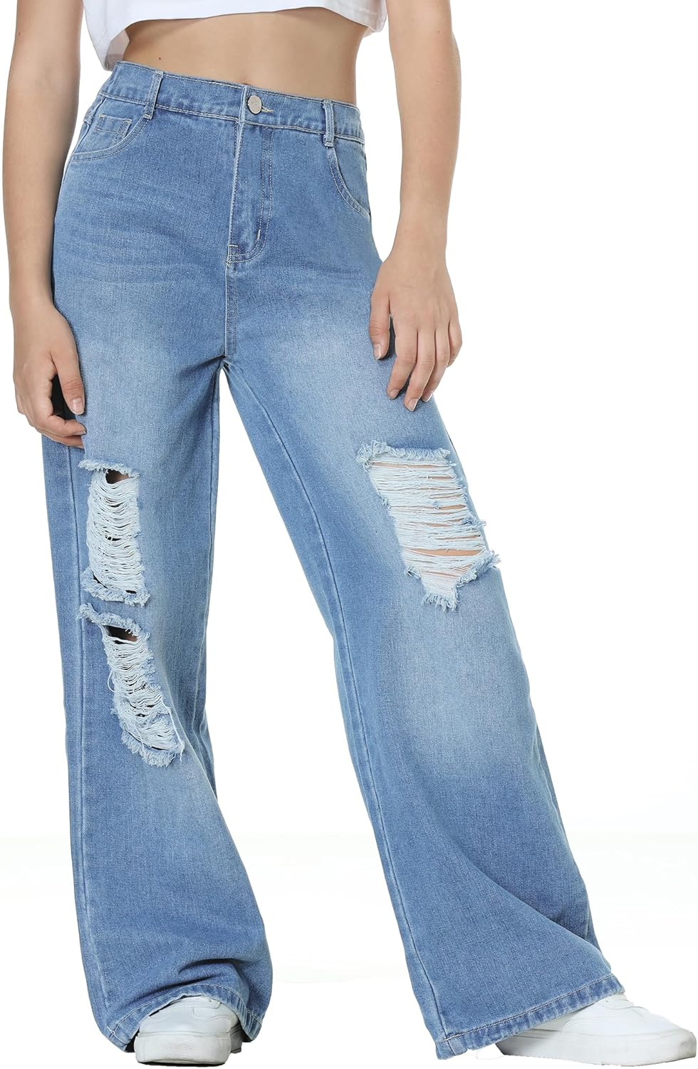 Wide Leg Ripped Jeans