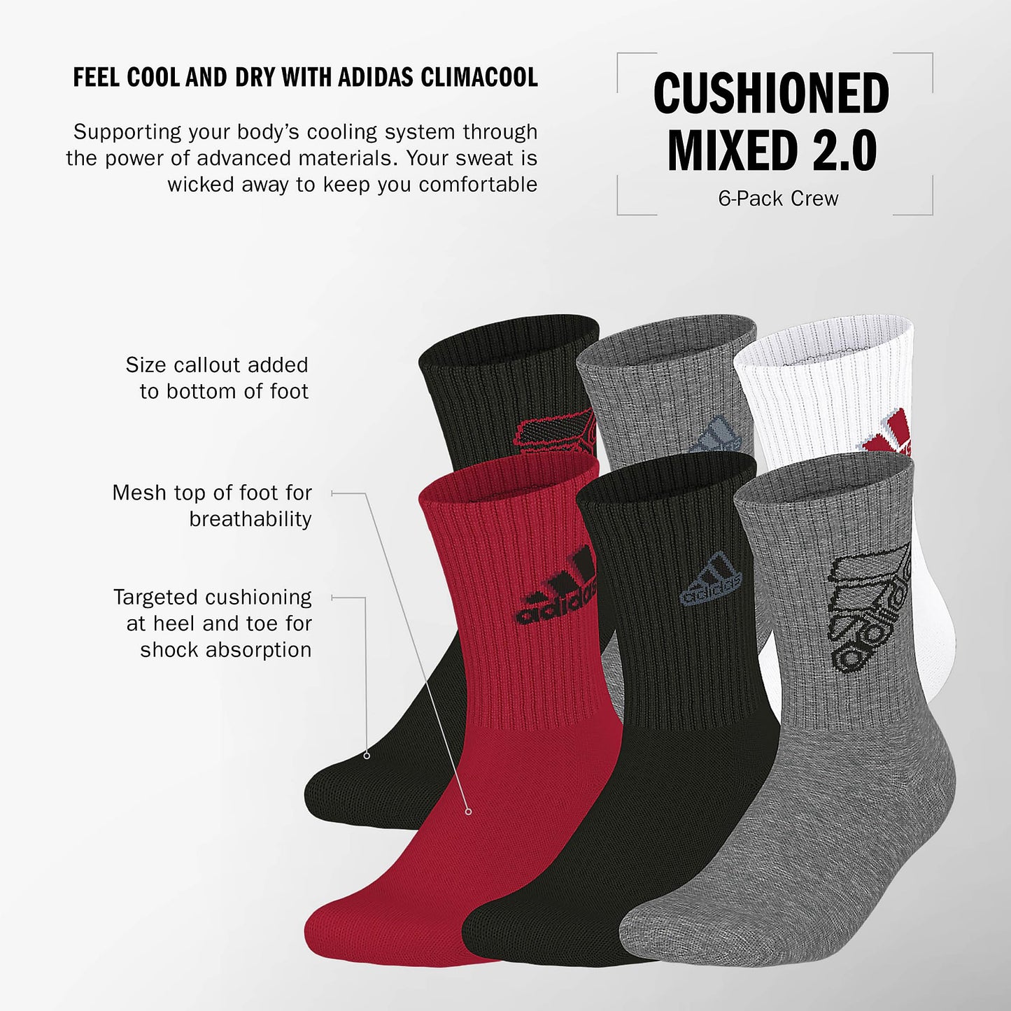 Adidas Breathable Sport Socks (6 Pairs)