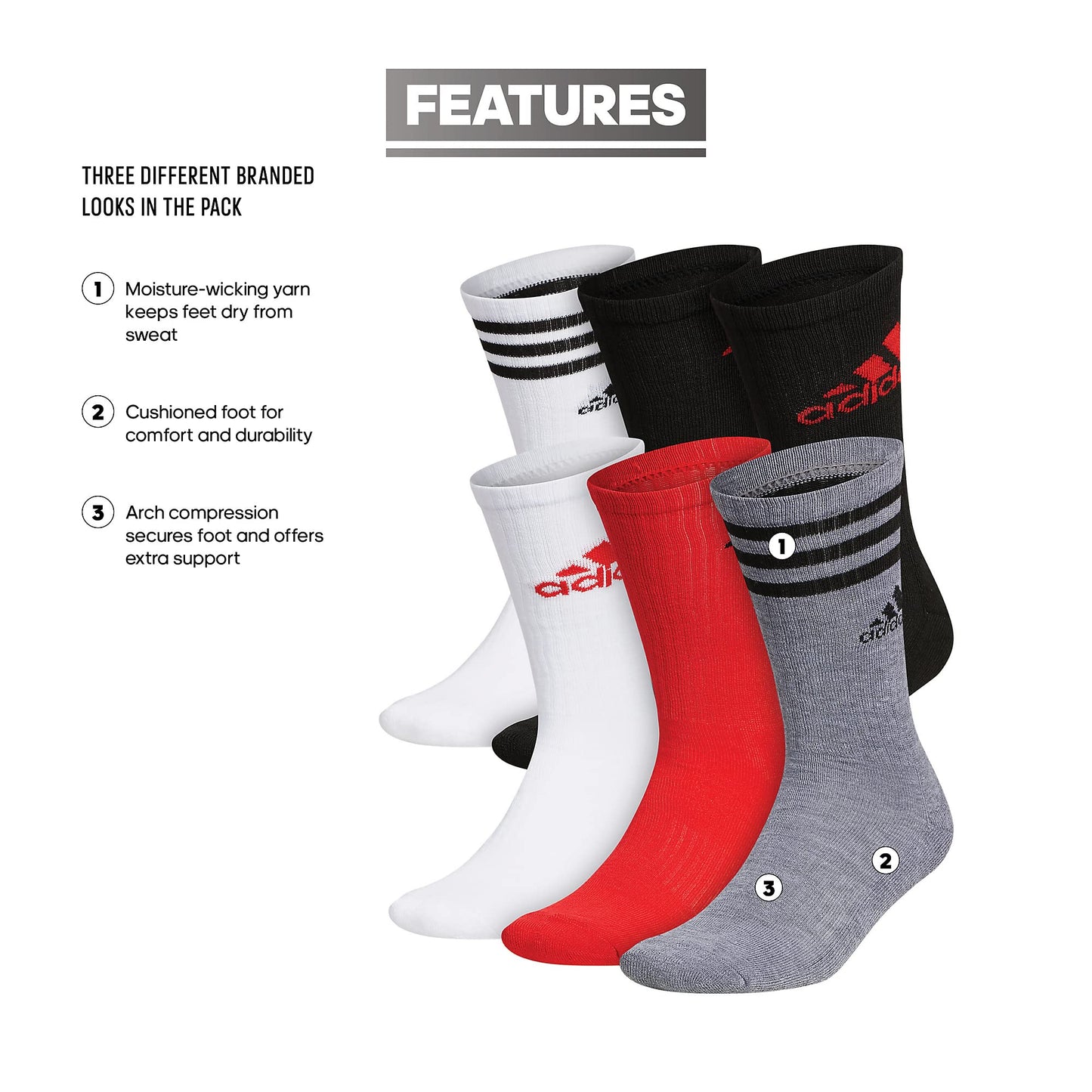 ADIDAS Athletic Crew Socks (6-Pairs)