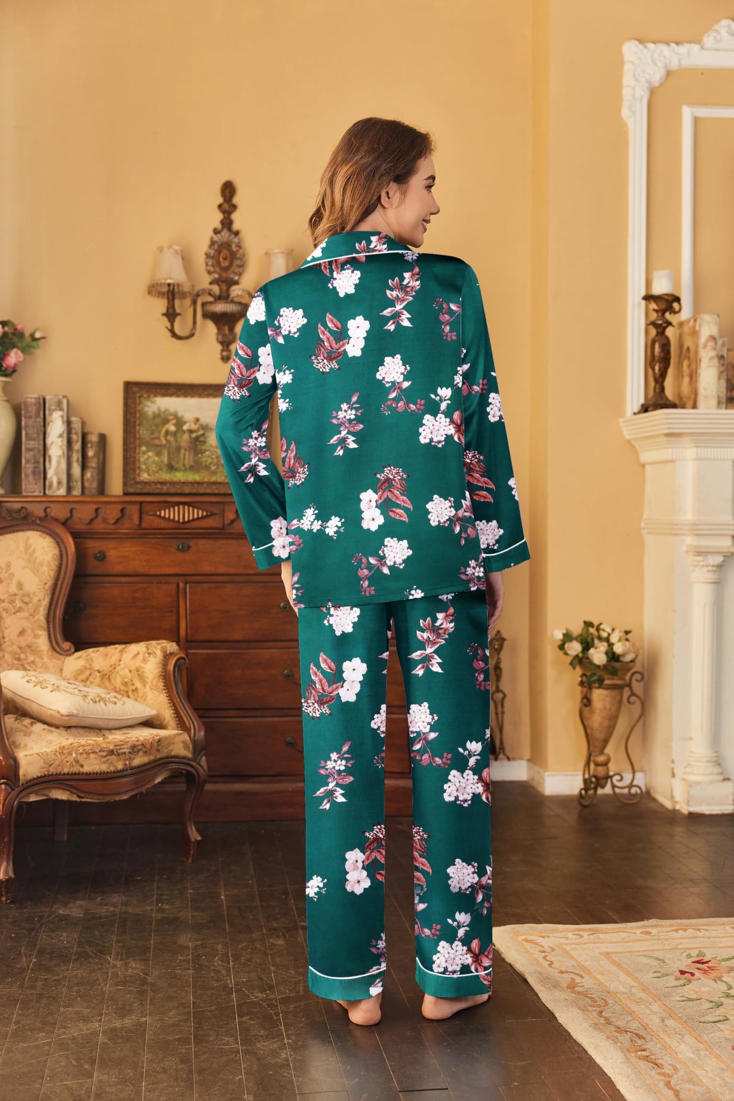 Classic Button Down Satin Silk Pjs