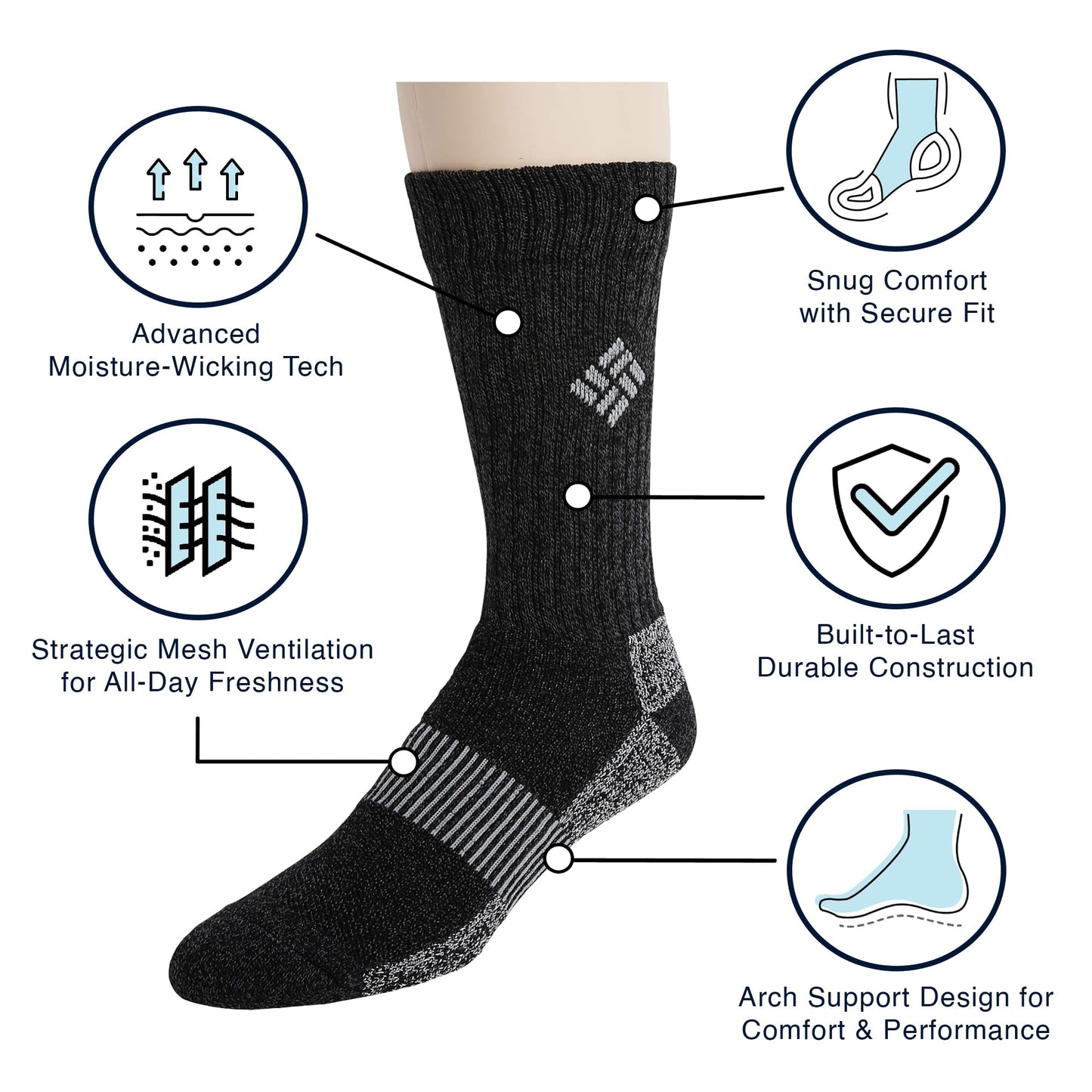 Columbia Moisture Control Crew Socks (4-Pack)