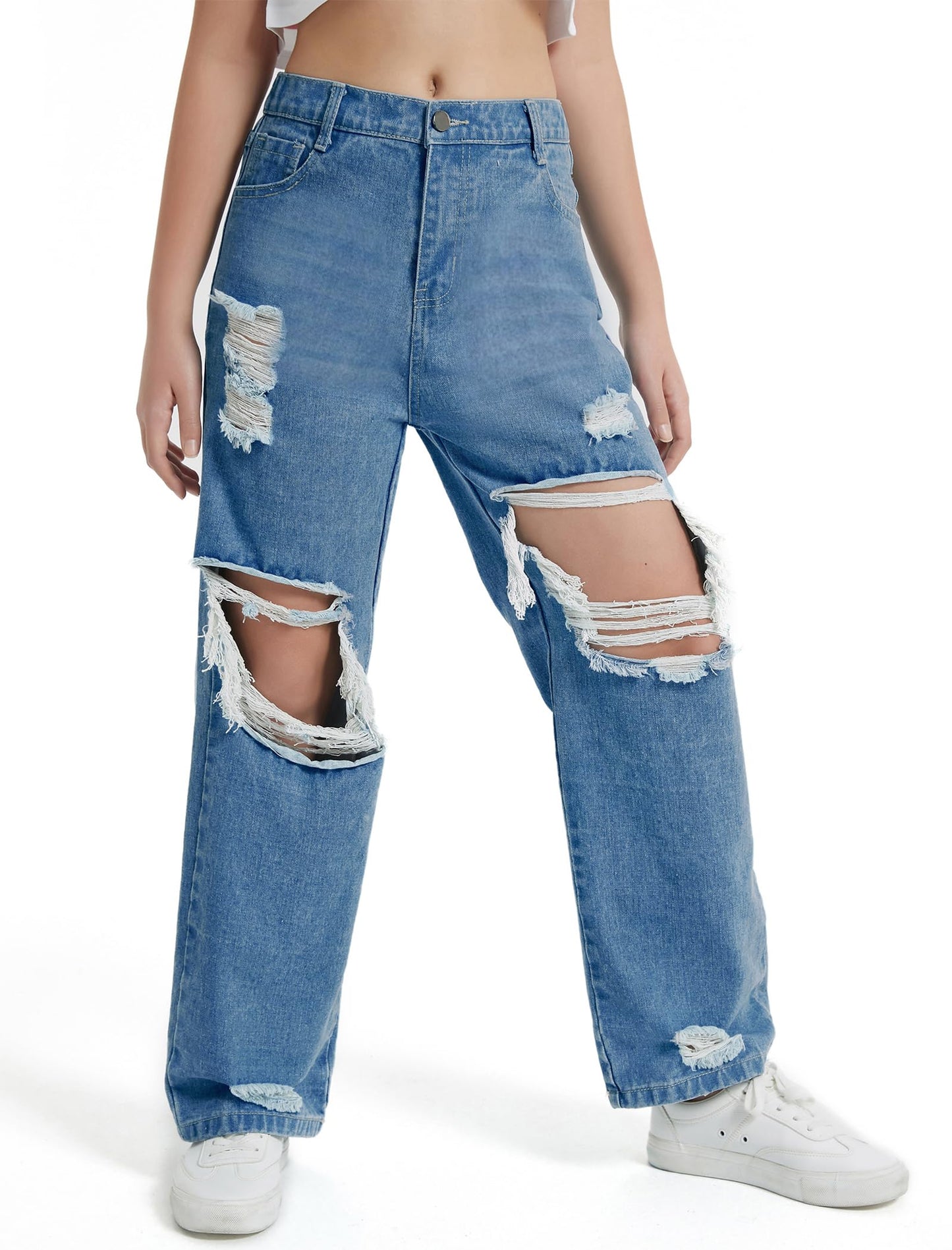 Wide Leg Ripped Jeans