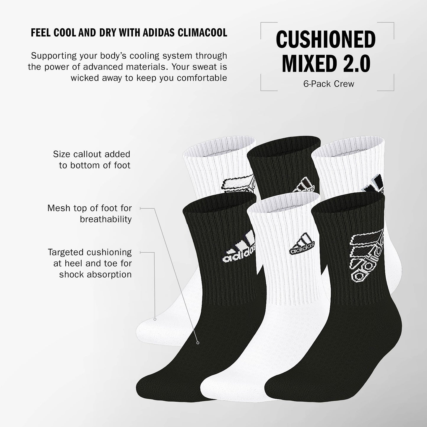 Adidas Breathable Sport Socks (6 Pairs)