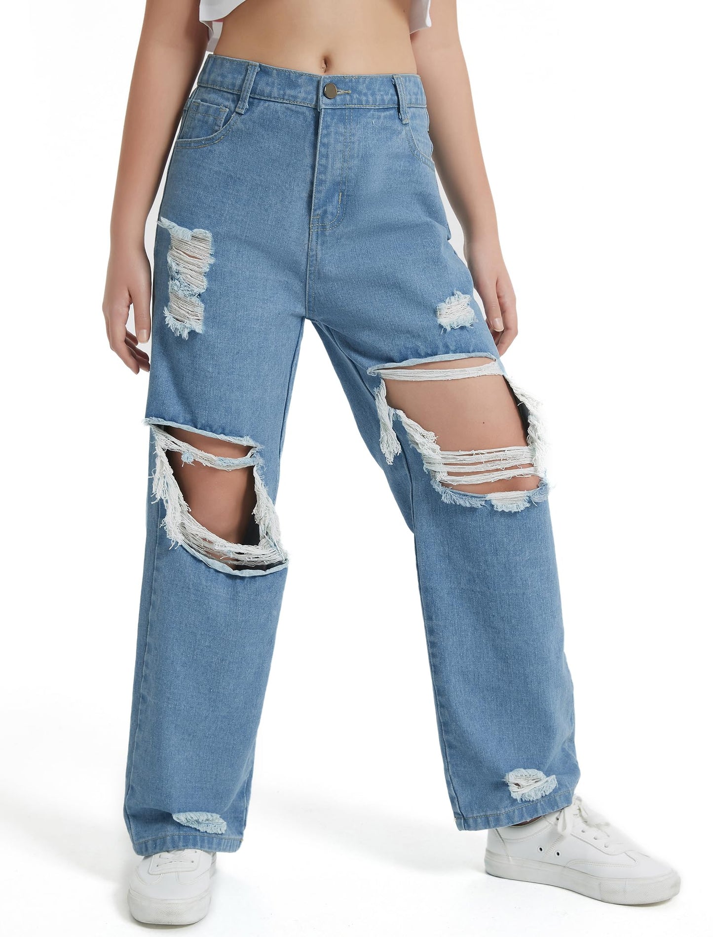 Wide Leg Ripped Jeans