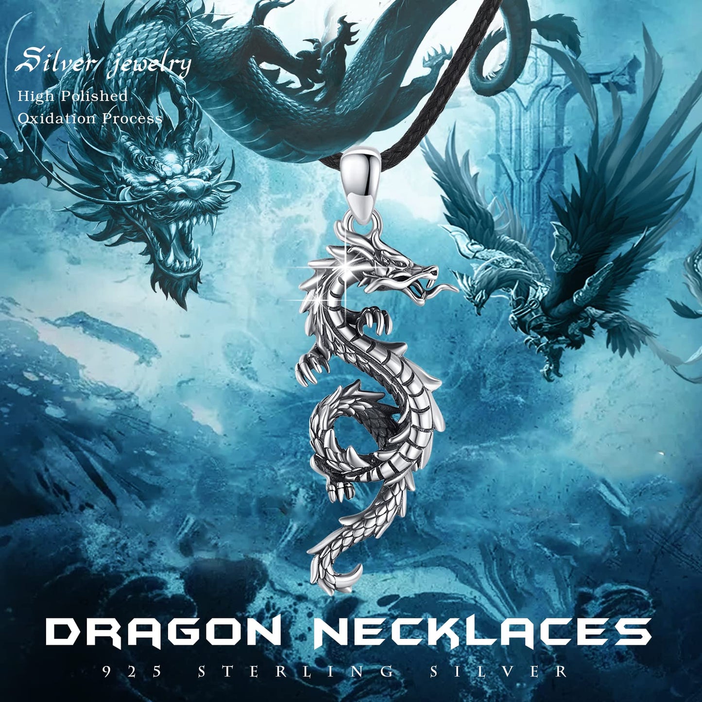 925 Sterling Silver Dragon Necklace