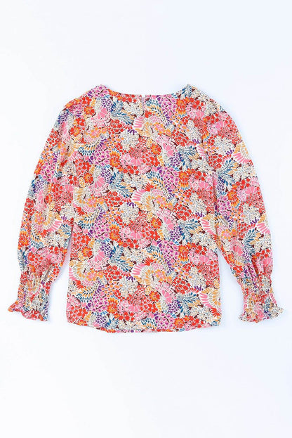 Floral Print Long Puff Sleeve Blouse - Purcell's Clothing Company