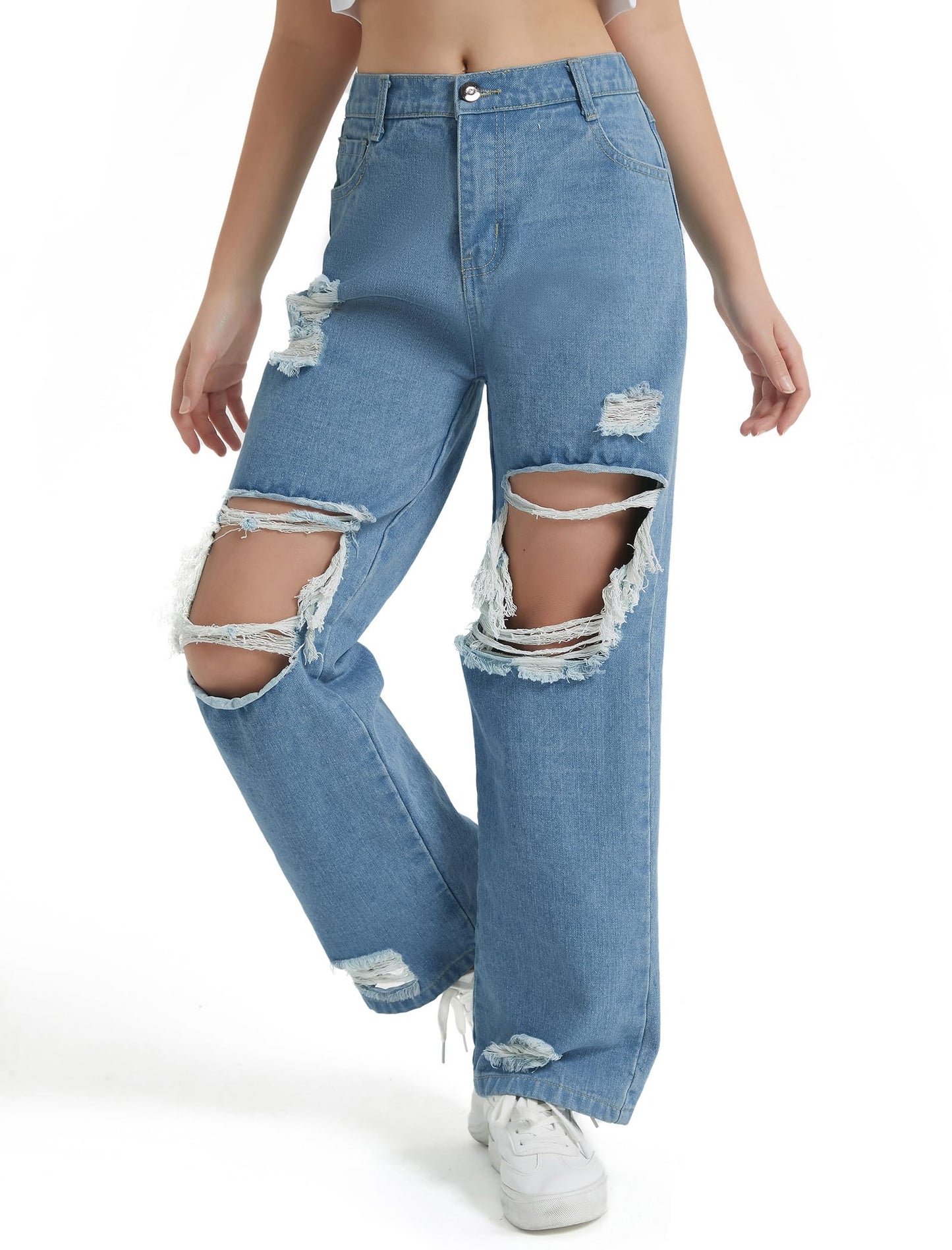 Wide Leg Ripped Jeans