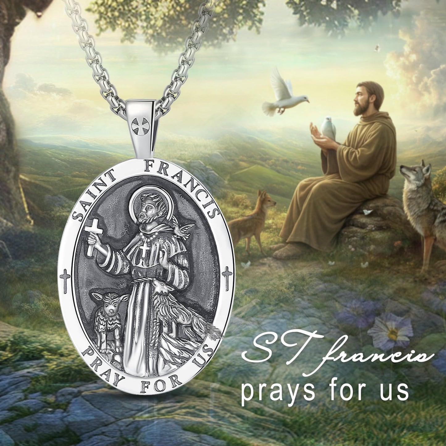 EUDORA 925 Sterling Silver Prayer Necklace