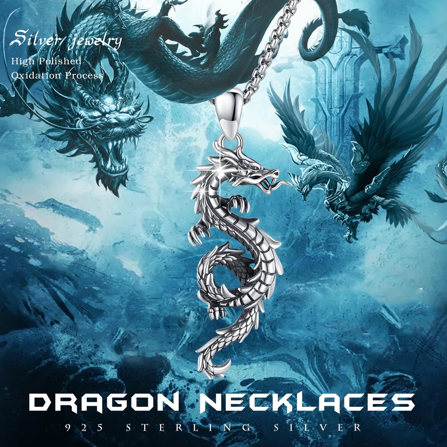 925 Sterling Silver Dragon Necklace