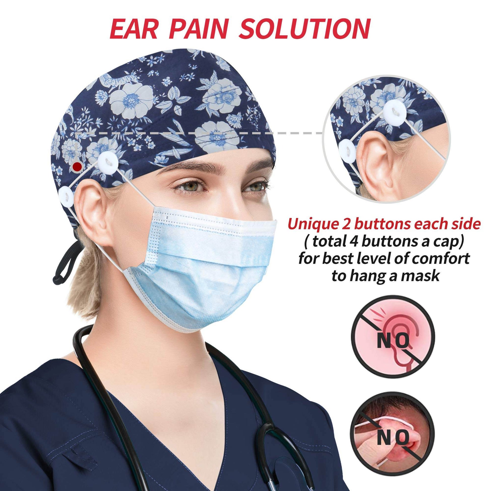 Unisex Adjustable Scrub Cap W/ Button & Sweatband - Purcell's Clothing Company