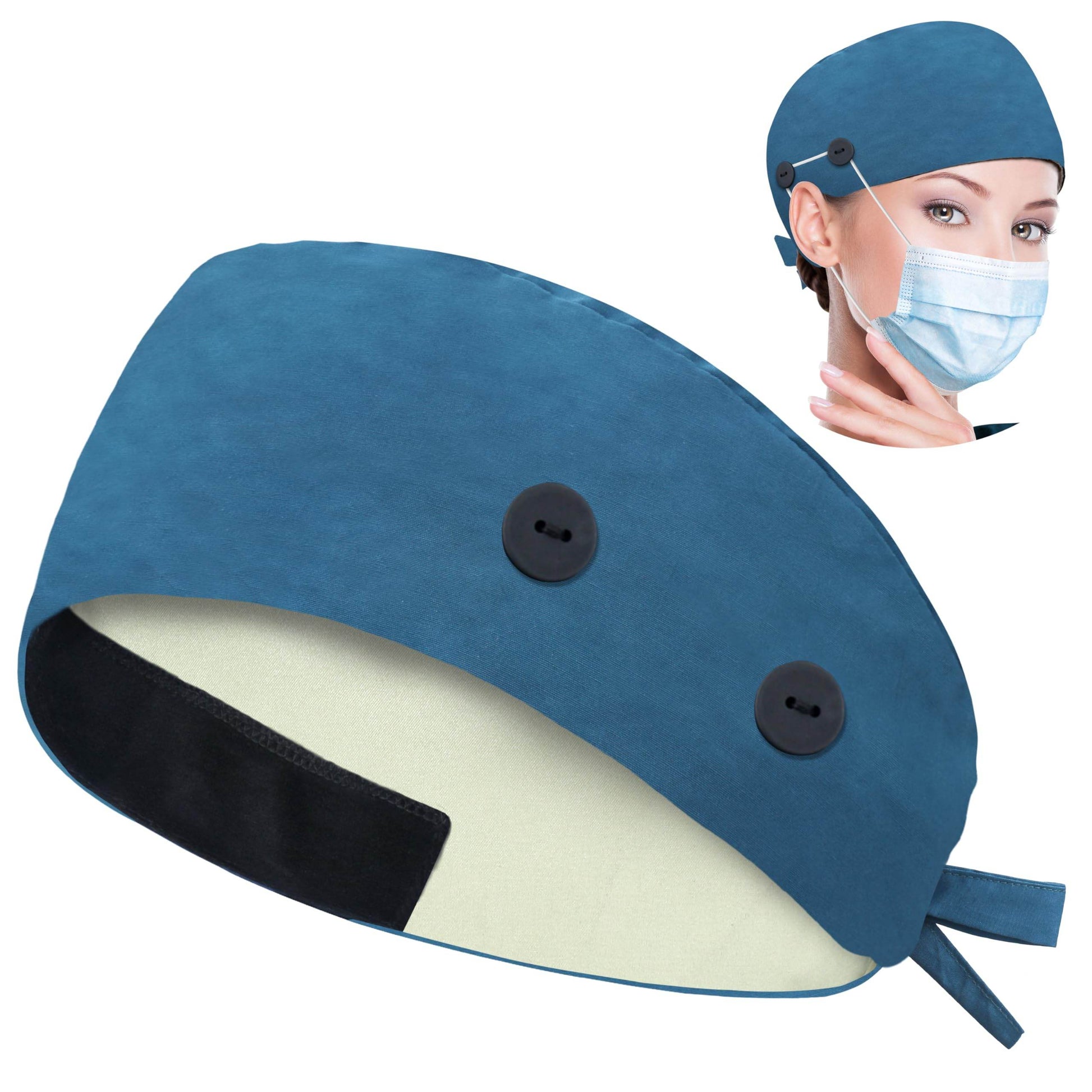 Unisex Adjustable Scrub Cap W/ Button & Sweatband - Purcell's Clothing Company