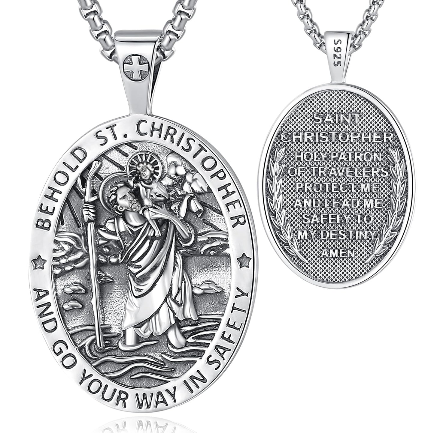 EUDORA 925 Sterling Silver Prayer Necklace