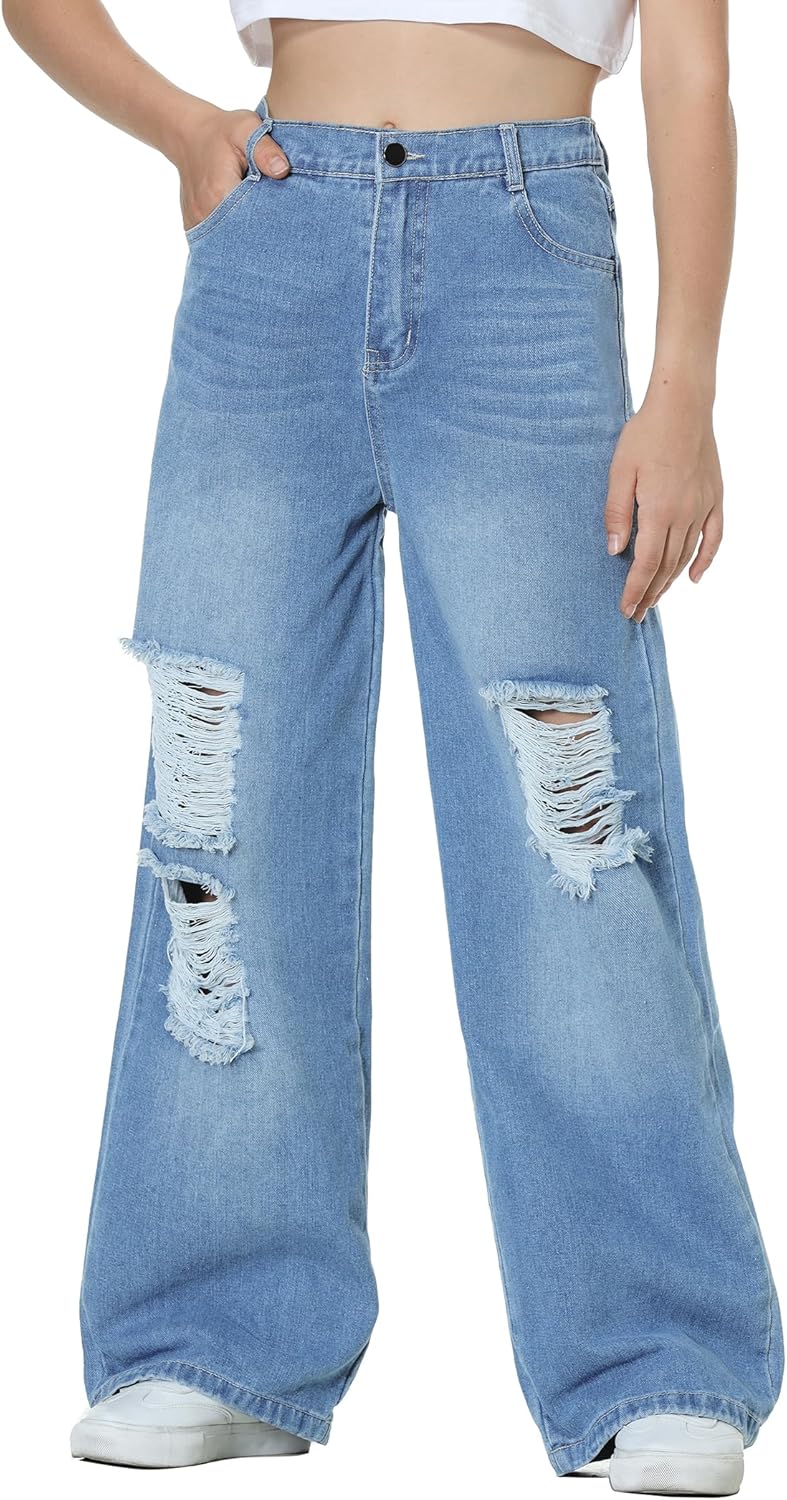 Wide Leg Ripped Jeans