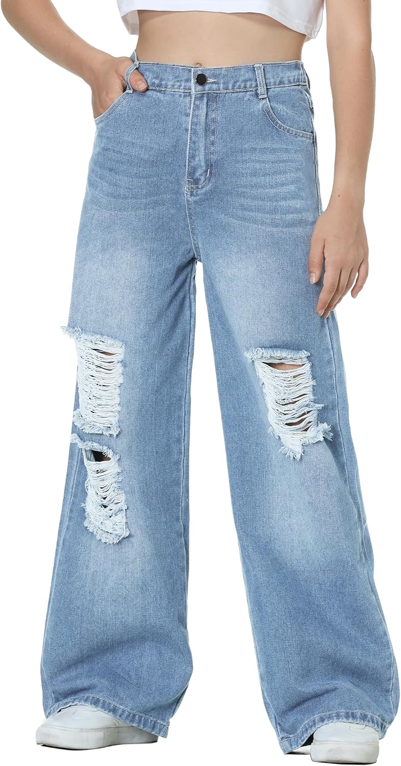 Wide Leg Ripped Jeans