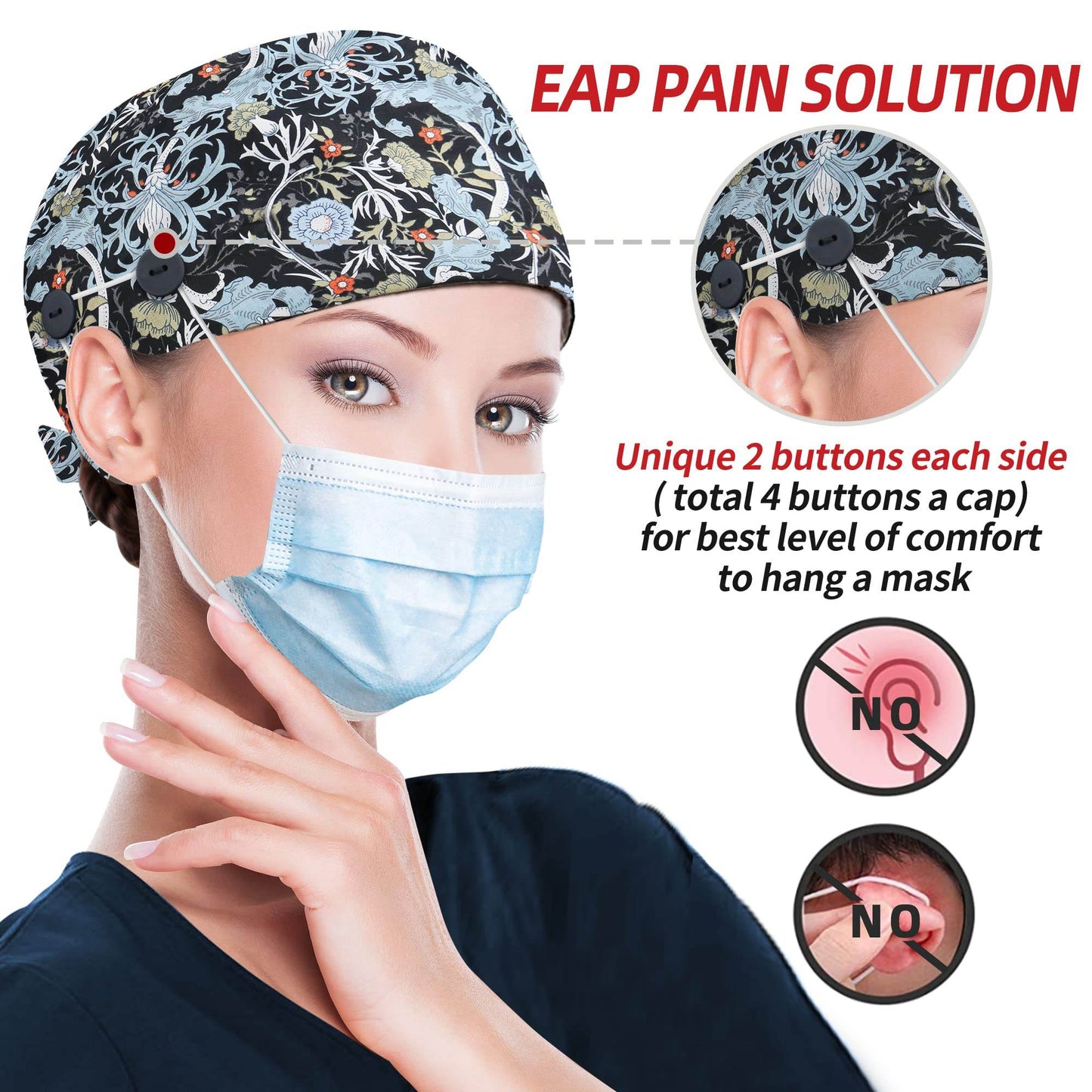 Unisex Adjustable Scrub Cap W/ Button & Sweatband - Purcell's Clothing Company